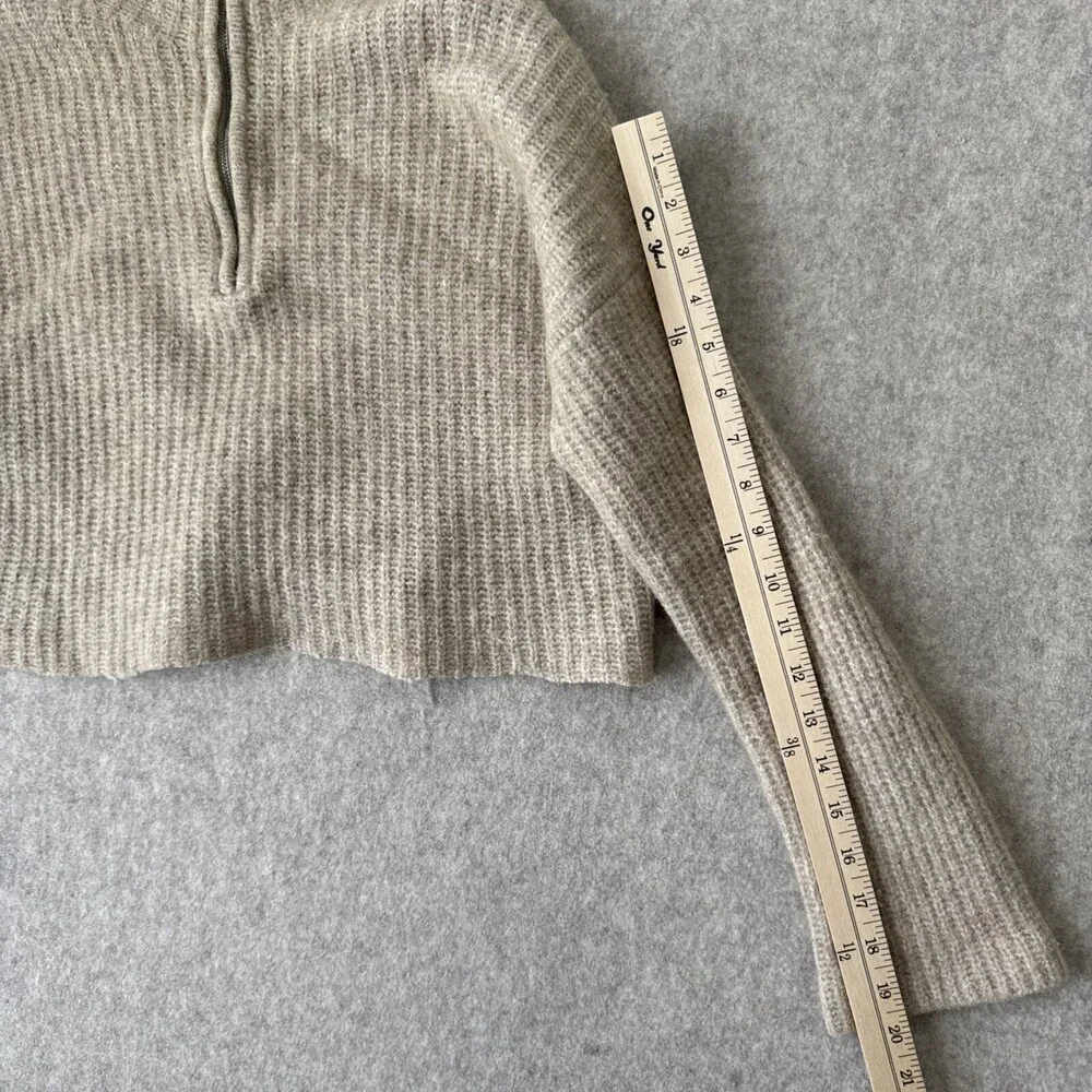 Aritzia Babaton‎ Wool Blend Half-Zip Crop Sweater Women's XXS Tan